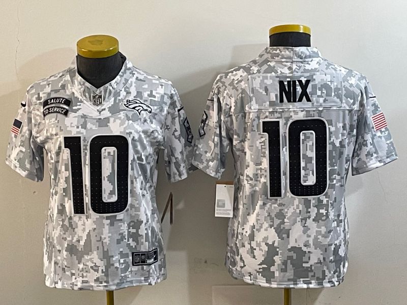 Youth Denver Broncos #10 Nix Nike Arctic Camo 2024 Salute to Service Limited NFL Jersey style 1->youth mlb jersey->Youth Jersey